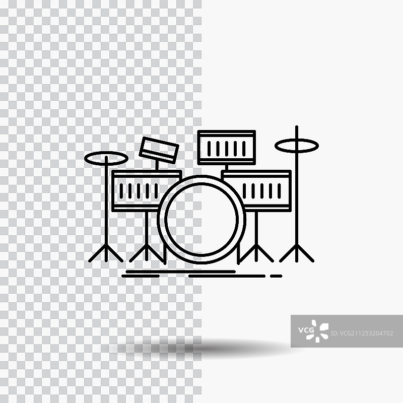 鼓鼓乐器套件音乐线上的图标图片素材
