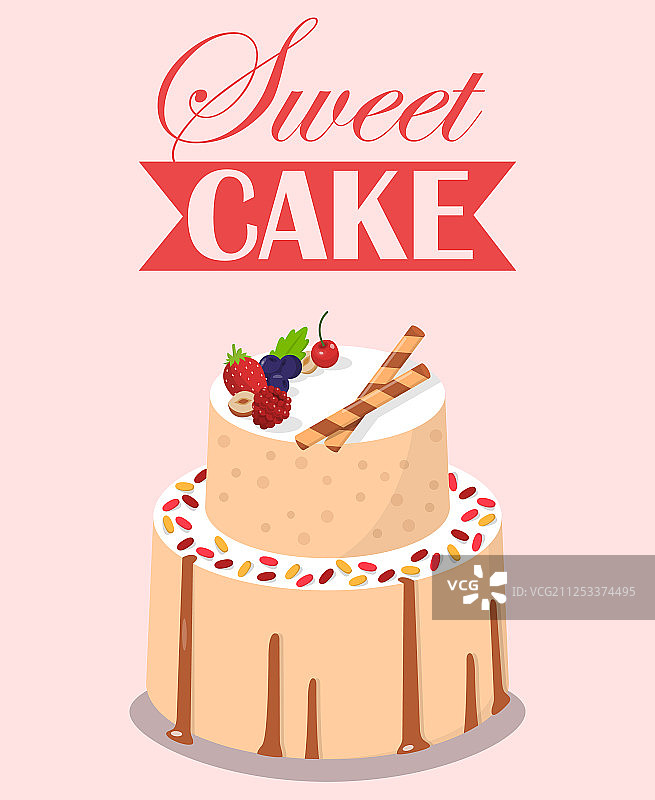 甜蜜的蛋糕与水果装饰糖果饼干图片素材