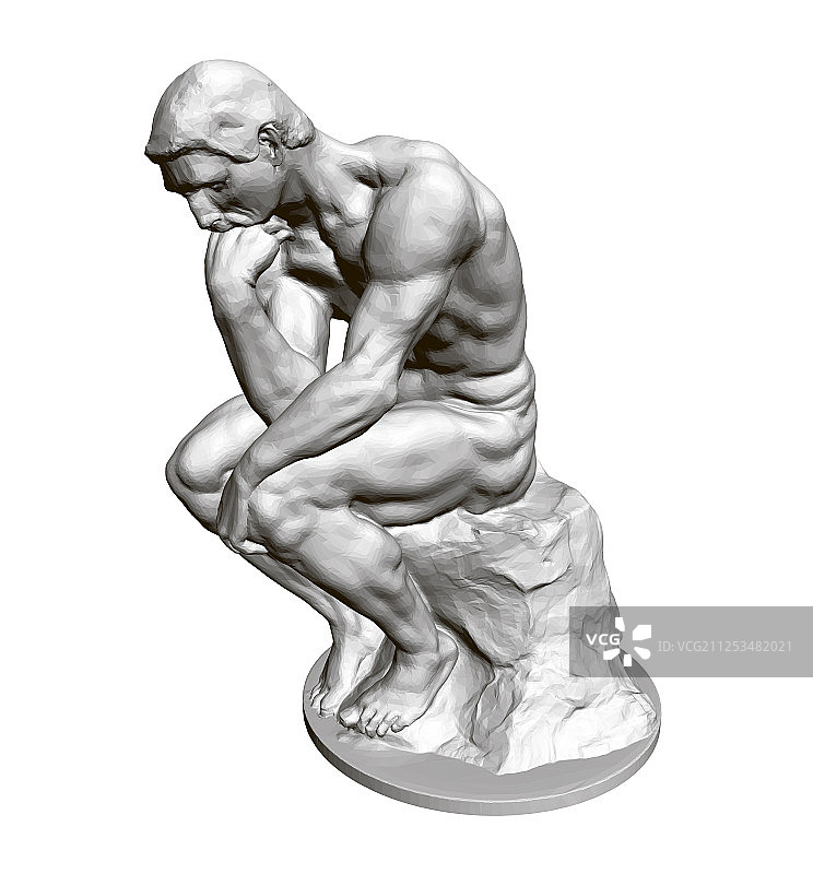 雕塑思想者3d雕像一个坐的人图片素材