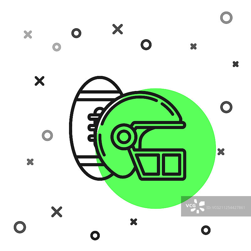 黑线美式足球和头盔图标图片素材