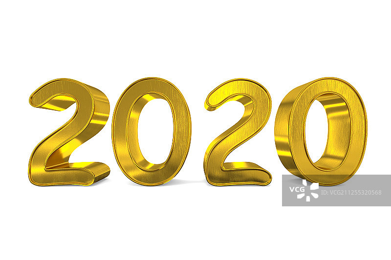3D黄金做的2020新年图标图片素材