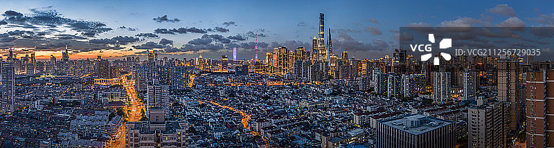 日落上海城市风光图片素材