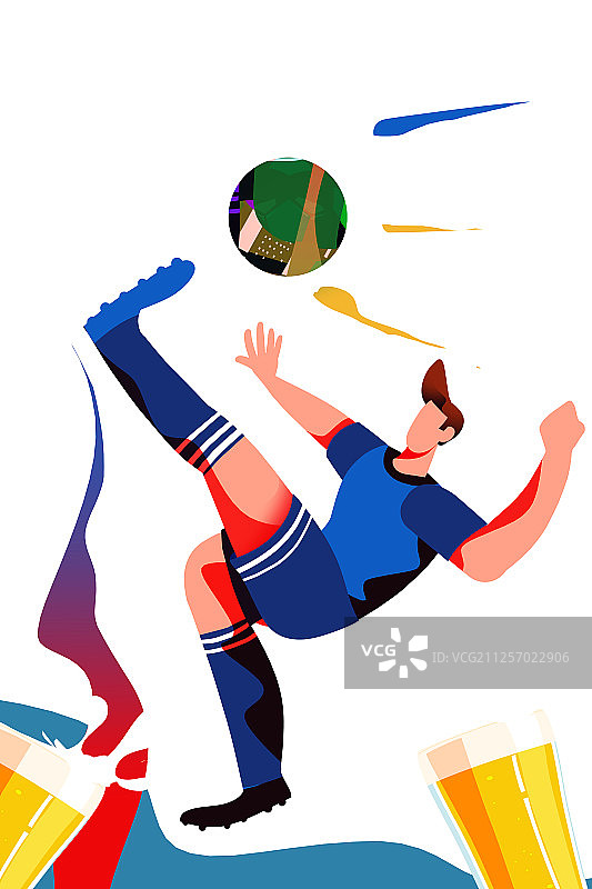 卡通手绘足球比赛世界足球日世界杯踢足球海报插画图片素材