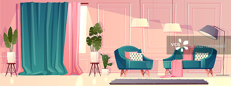 粉红色的豪华客厅图片素材