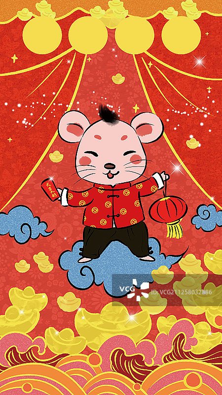 中国风鼠年国潮红包壁纸系列-鼠年大吉图片素材