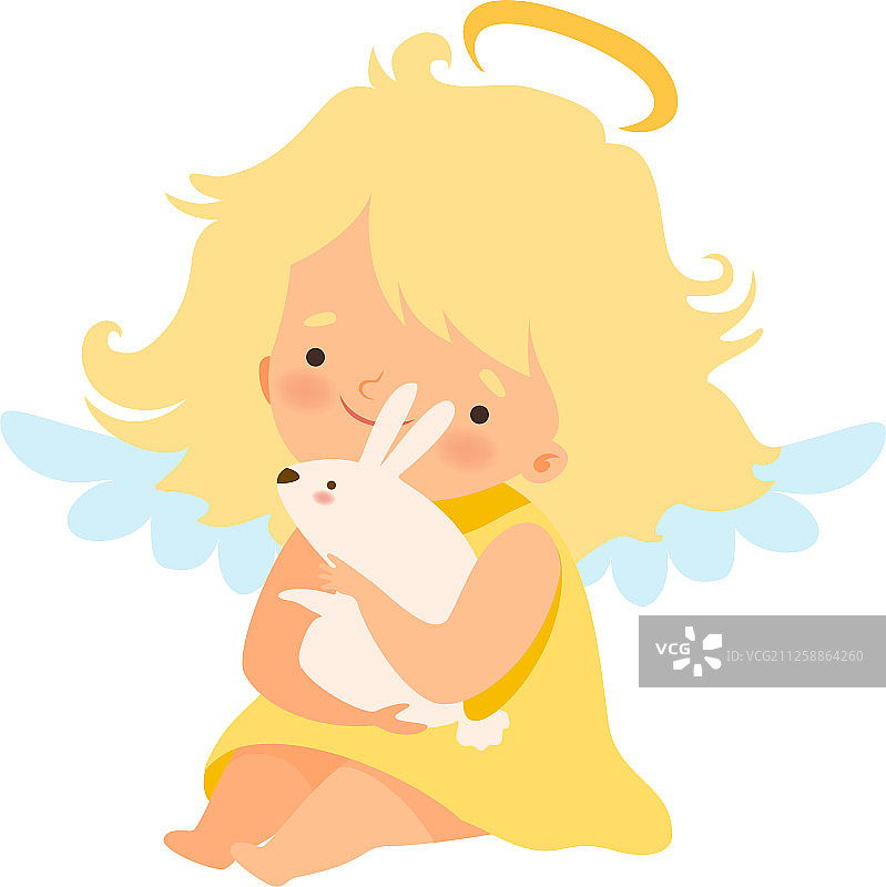 可爱的小天使，拿着灵光和翅膀图片素材