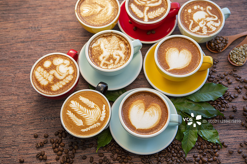 漂亮的各种咖啡拉花图案图片素材