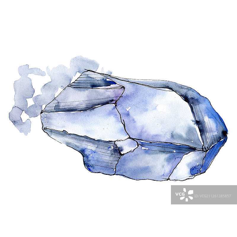 彩色钻石石矿物首饰。水彩背景设置。孤立的水晶插图元素。图片素材
