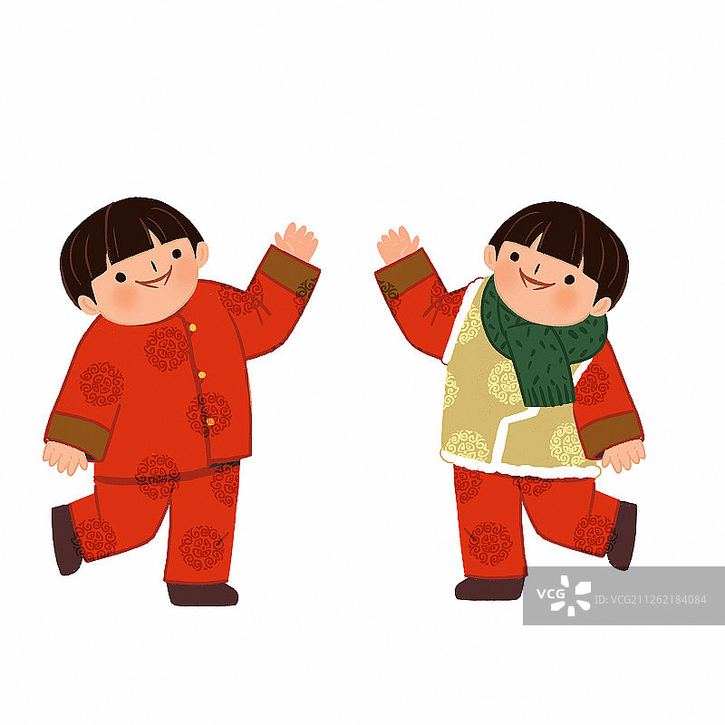 春节穿传统服装的招财童子图片素材