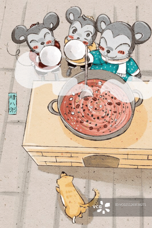 十二生肖鼠年中国风春节民俗系列之腊八粥图片素材