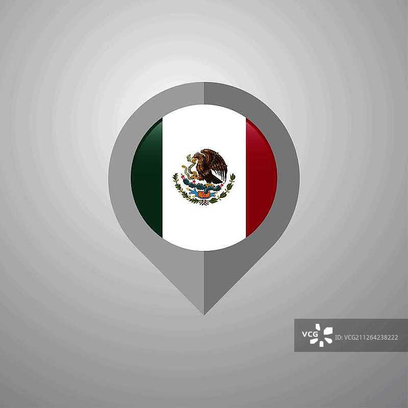 地图导航指针与墨西哥旗设计矢量图片素材