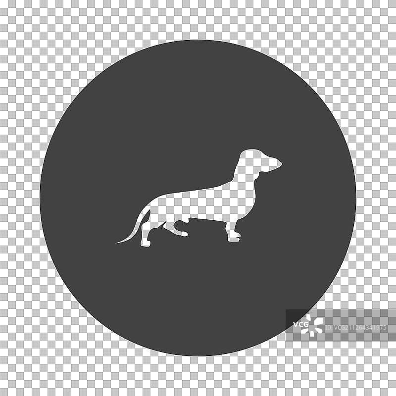 腊肠狗图标。在透明网格上减去模具设计。矢量插图。图片素材