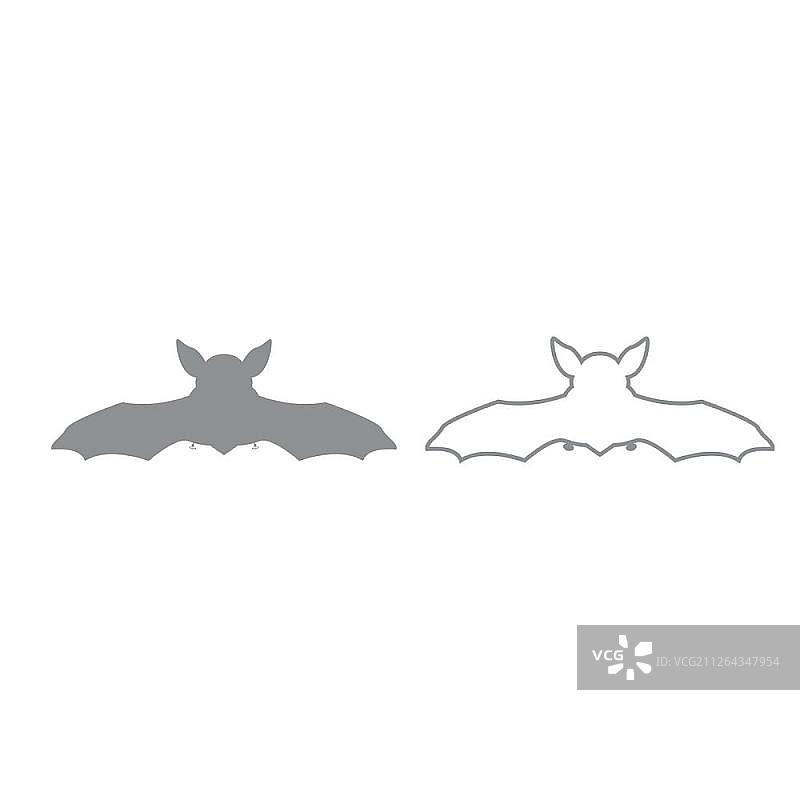 夜蝙蝠灰色设置图标。图片素材