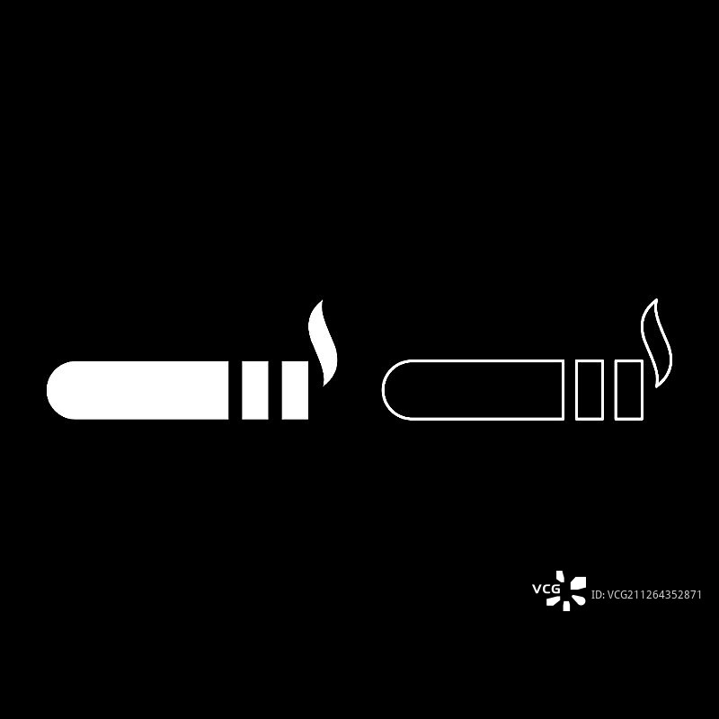 雪茄与烟豪华哈瓦那雪茄吸烟雪茄概念图标设置白色矢量插图平面风格简单的形象图片素材