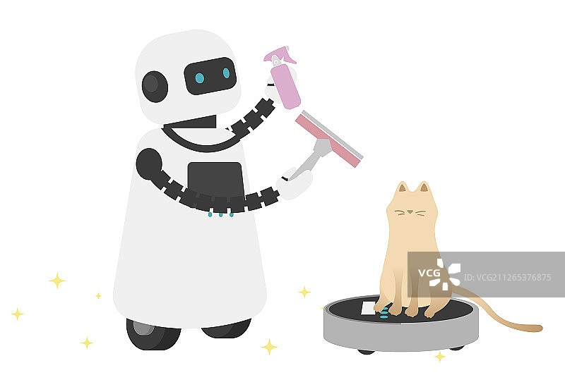 人工智能机器人正在打扫卫生图片素材