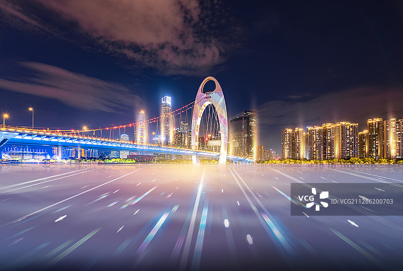 光线智能未来科技感商务房地产广告广州猎德桥城市建筑都市风光图片素材