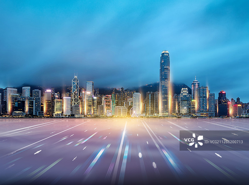 光线智能未来科技感商务房地产广告香港维多利港亚城市建筑都市图片素材