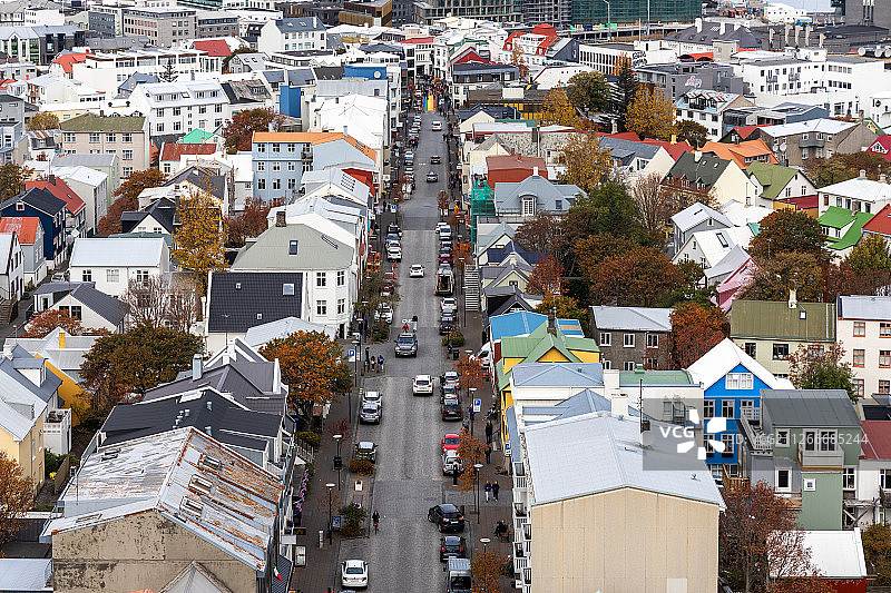 俯瞰冰岛雷克雅未克居民楼图片素材