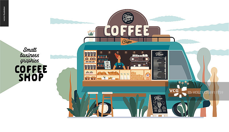 咖啡店-小企业图形-餐车图片素材