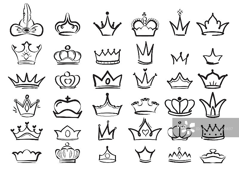 皇冠涂鸦帝王王冠的帝王象征图片素材