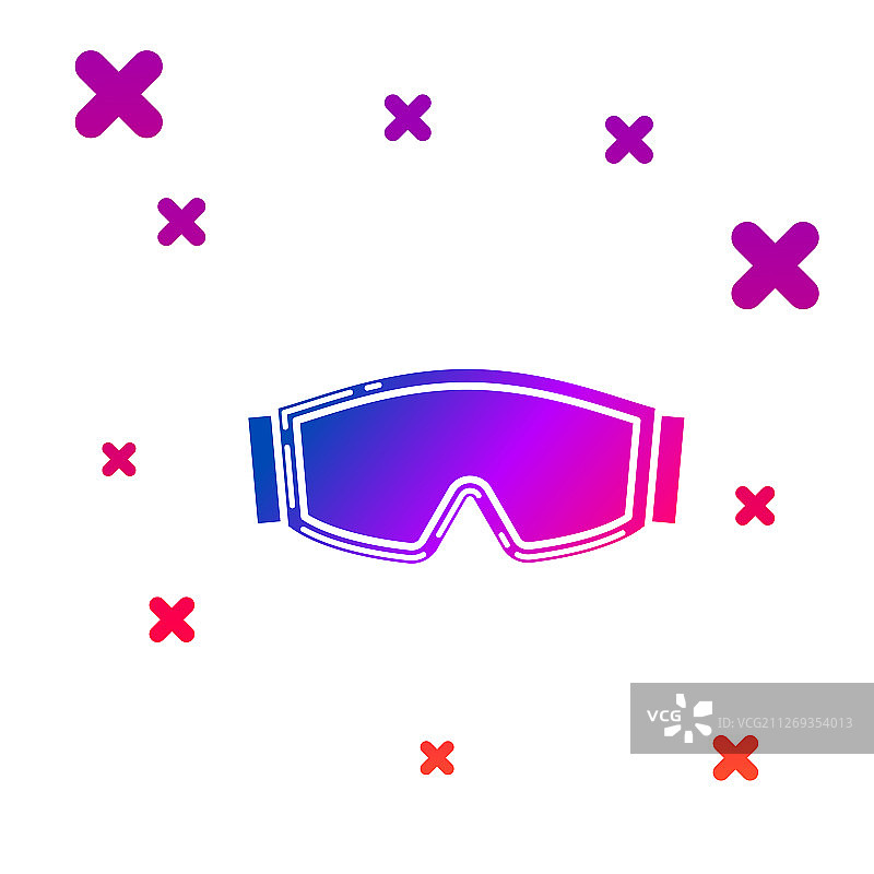 彩色滑雪镜图标孤立在白色图片素材