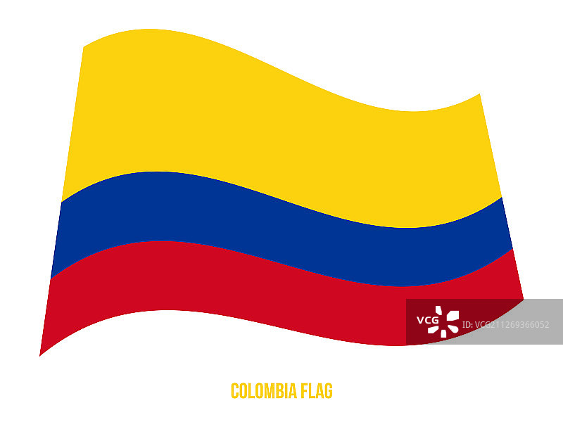 哥伦比亚国旗飘扬在白色背景的哥伦比亚图片素材