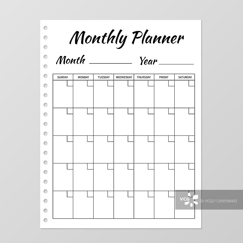 月度计划模板空白笔记本图片素材