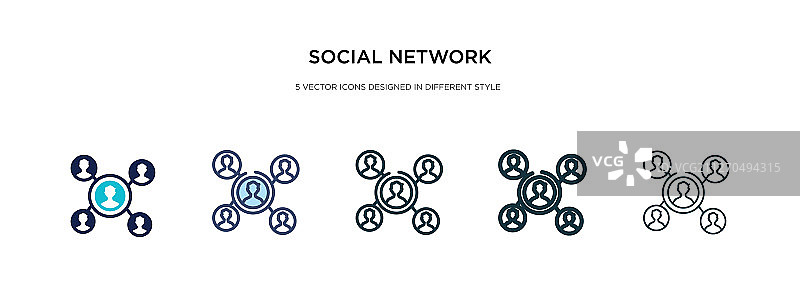 社交网络图标有两种不同的风格图片素材