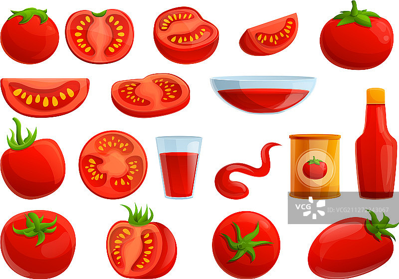 番茄图标设置卡通风格图片素材