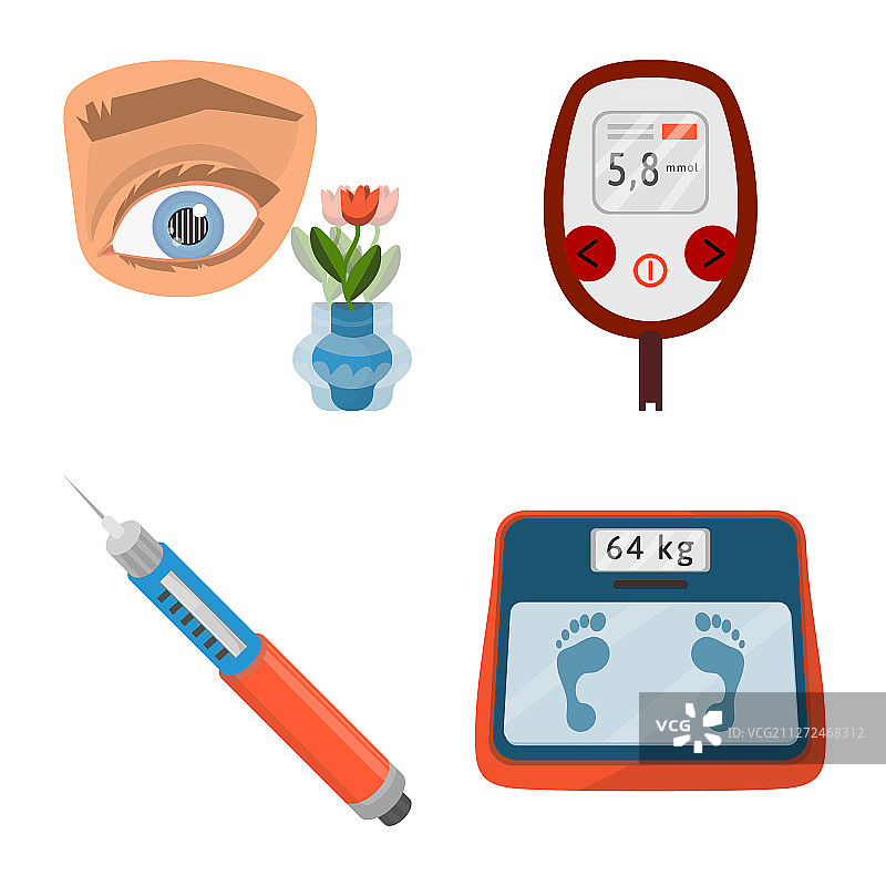 设计糖尿病和糖尿病图标设置图片素材