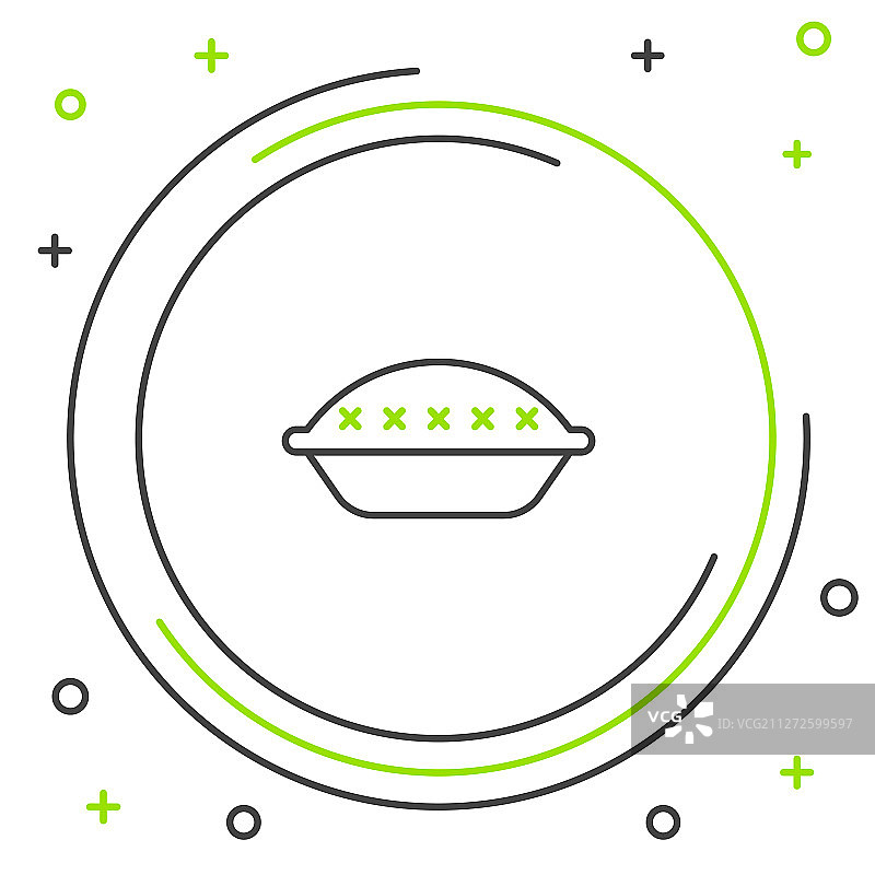 黑绿线自制馅饼图标隔离上图片素材
