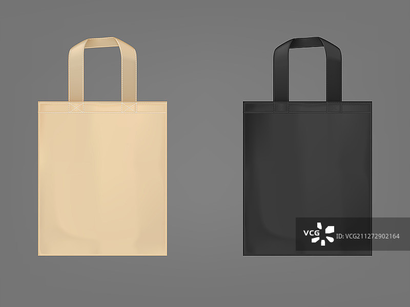 生态手提袋黑色和棕色购物手提包图片素材