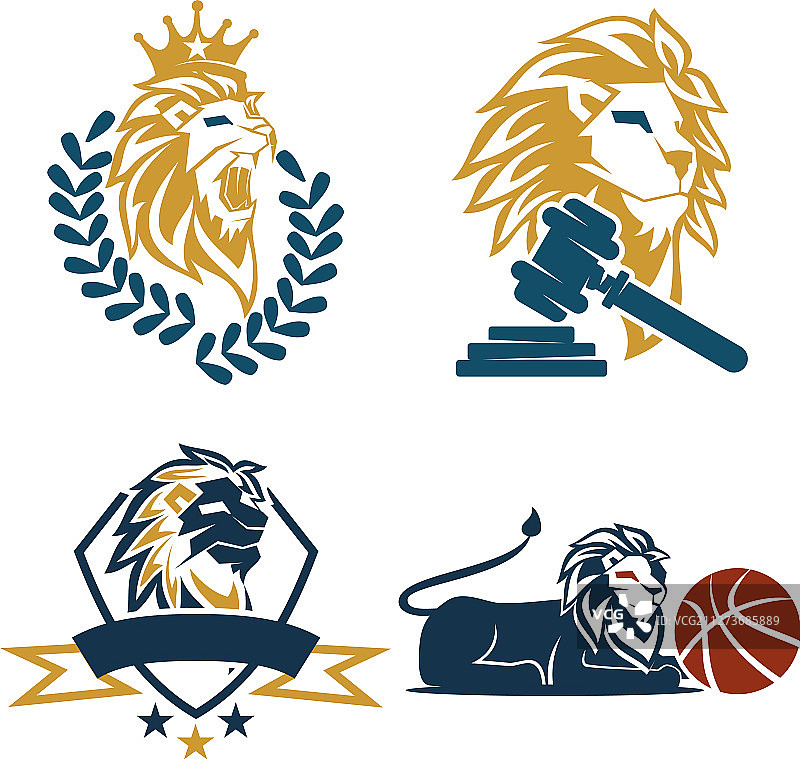 狮头盾篮锤标志设计符号图片素材