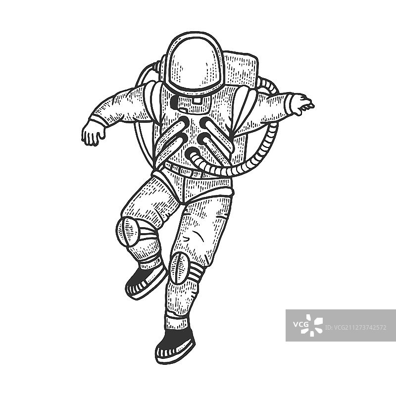宇航员穿着太空服的素描图片素材