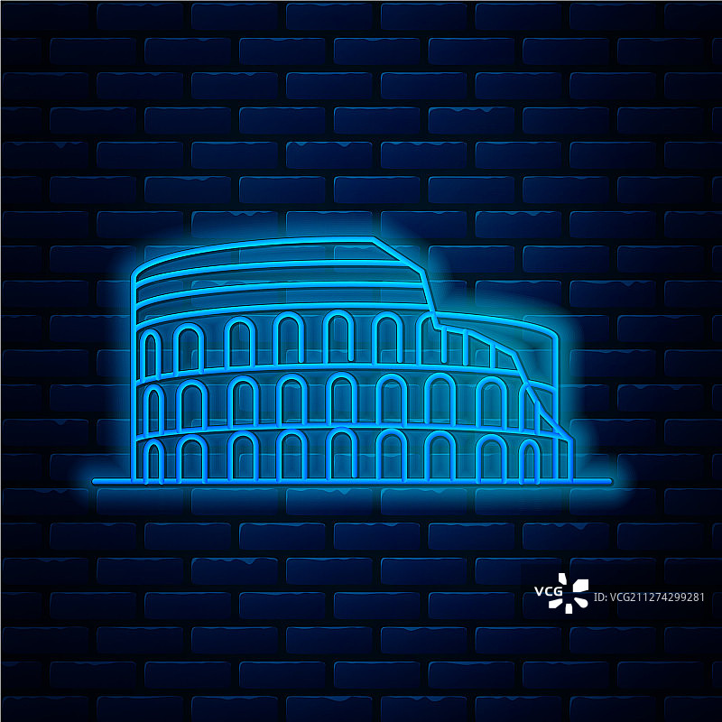 意大利罗马发光的霓虹线竞技场标志图片素材