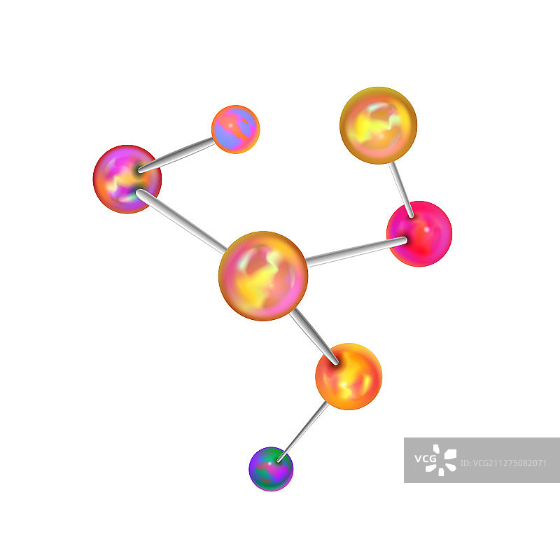 有原子键的彩色化学结构图片素材