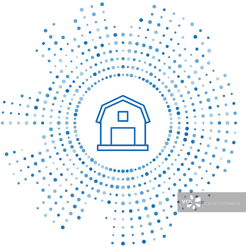 蓝线农场房子概念图标孤立上图片素材