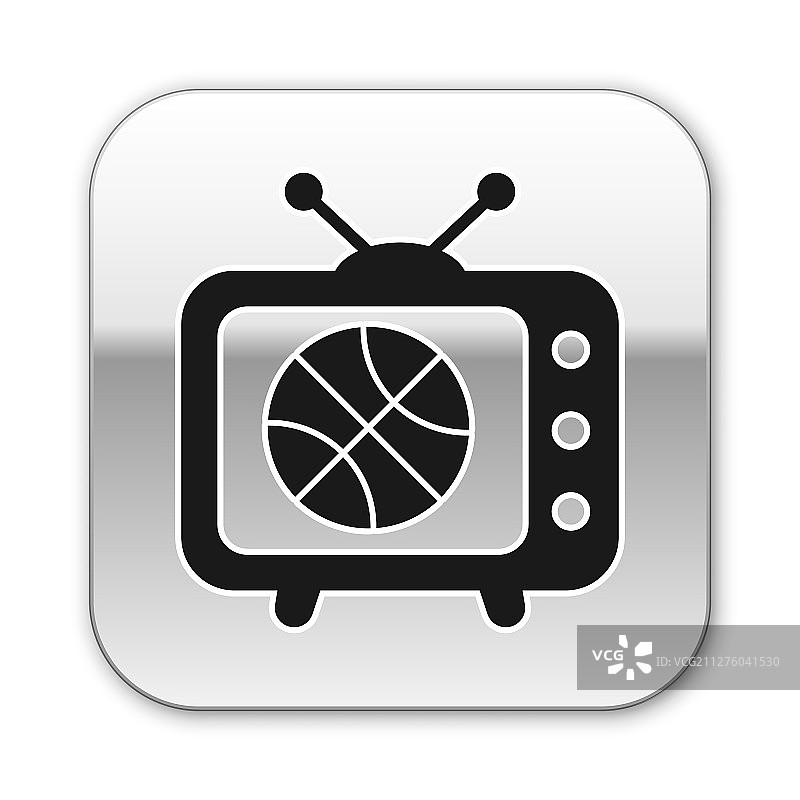 黑人篮球比赛在电视节目孤立图标图片素材