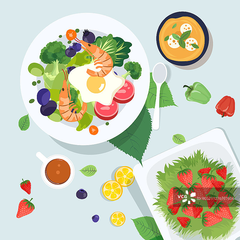 美食活动餐饮食品健康营养背景矢量插画图片素材