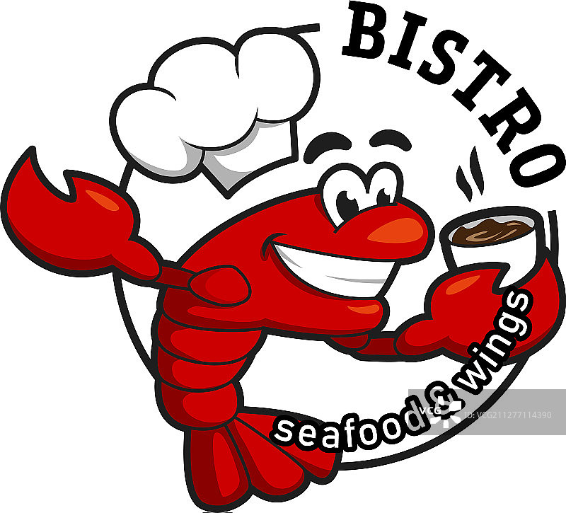 龙虾小龙虾厨师，咖啡杯吉祥物标志图片素材