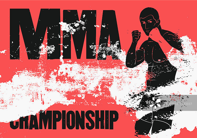 Mma锦标赛复古垃圾摇滚风格海报图片素材