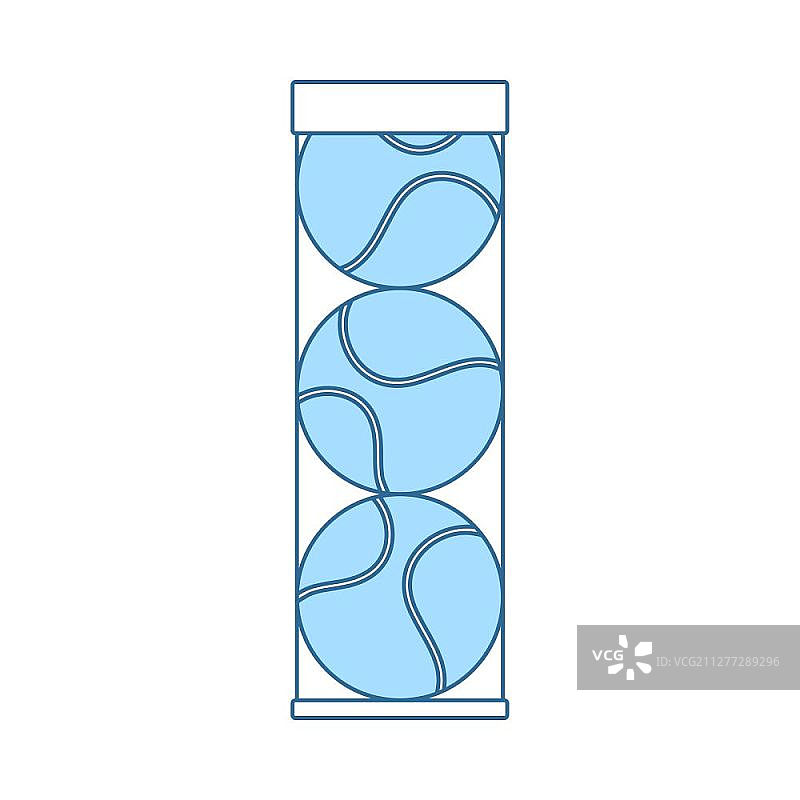 网球容器图标。细线与蓝色填充设计。矢量插图。图片素材