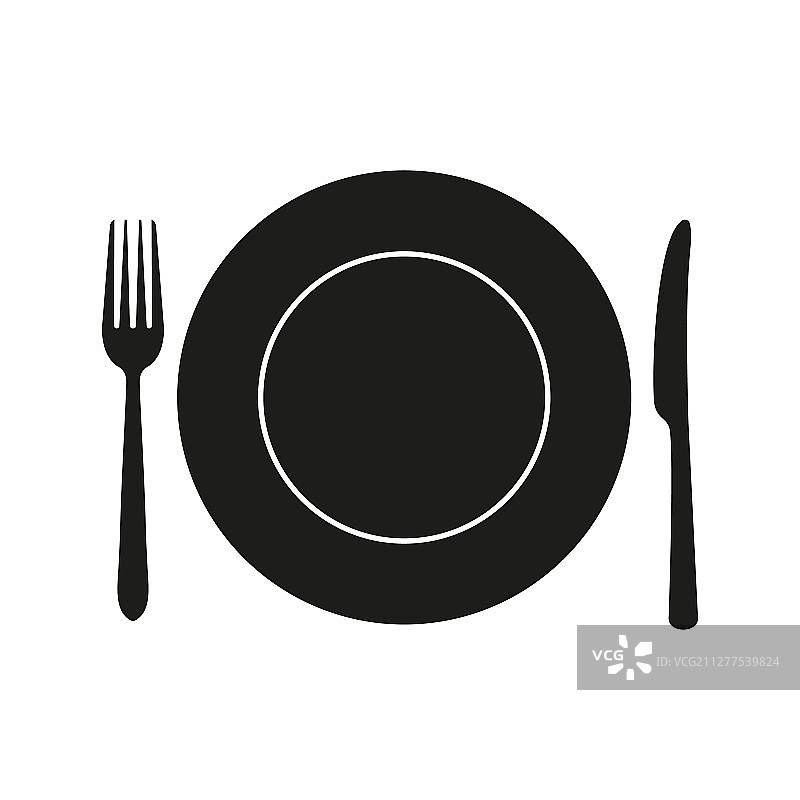 用餐盘、刀和叉摆放餐具图片素材