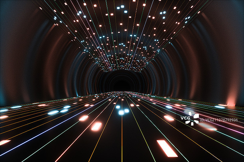 3D抽象信息隧道图片素材