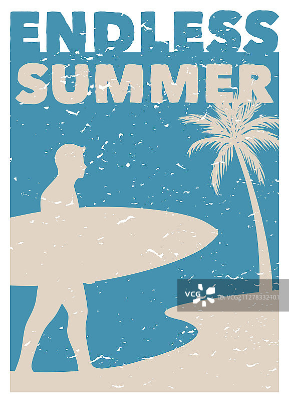 无尽的夏季冲浪复古海报图片素材