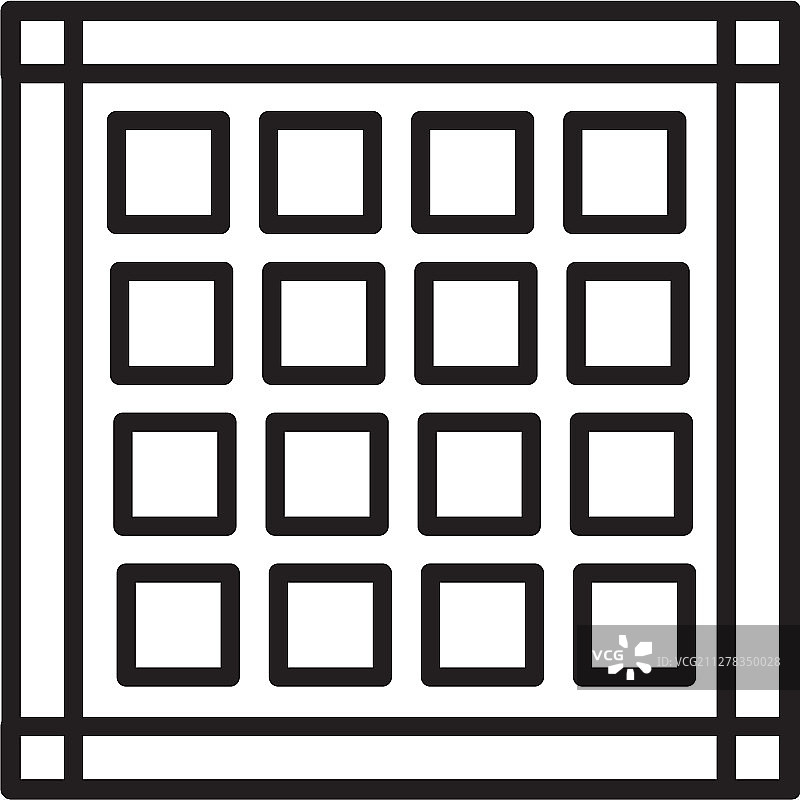 黑色线方格餐巾图标孤立在白色图片素材