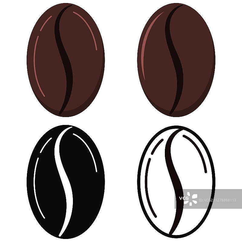 咖啡颗粒标志图标设置孤立在白色图片素材