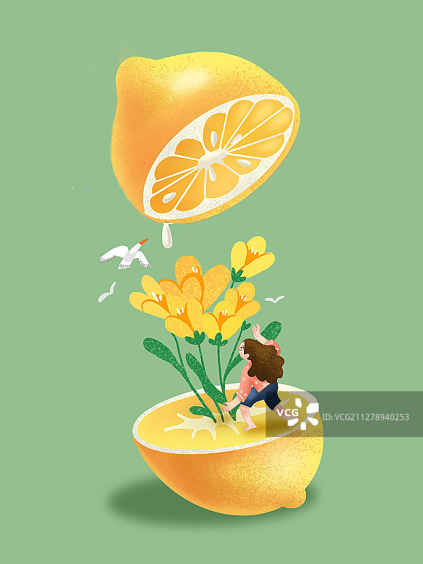 柠檬画春天图片素材