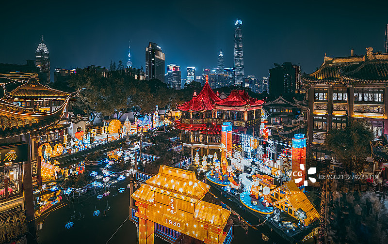 上海豫园夜景图片素材