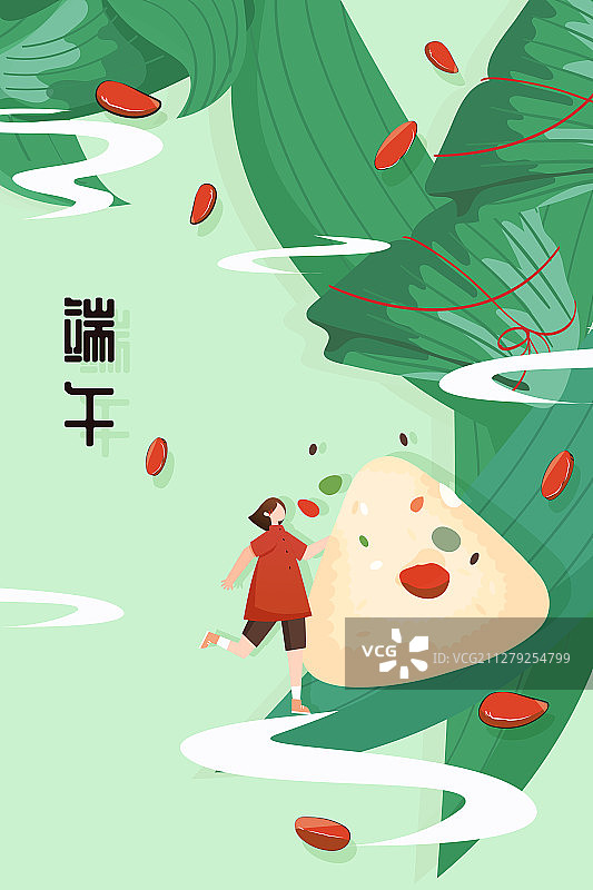 夏季端午节粽子食物美食礼盒背景中国风矢量插画图片素材